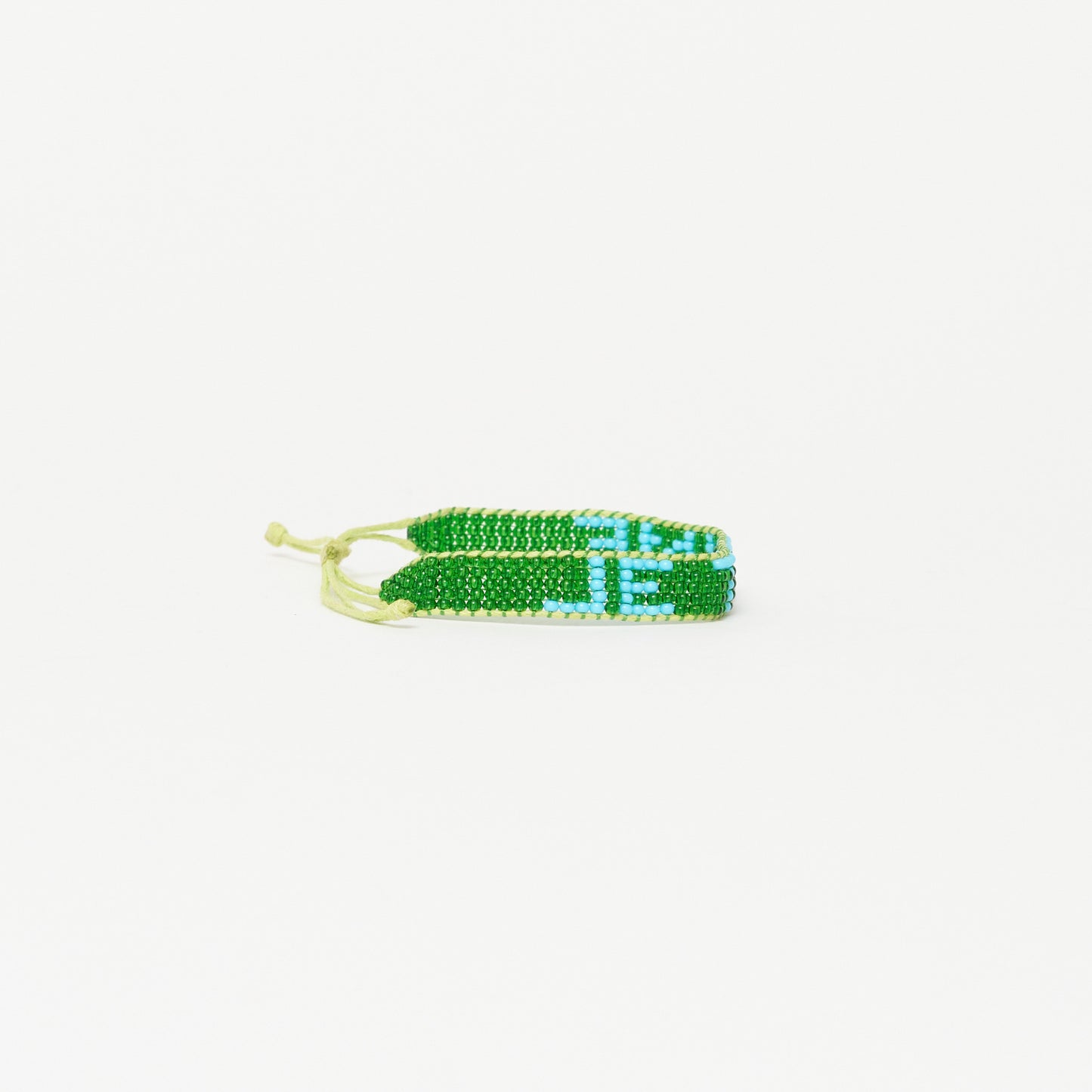 Woven JE T'AIME Bracelet - Green/Turquoise