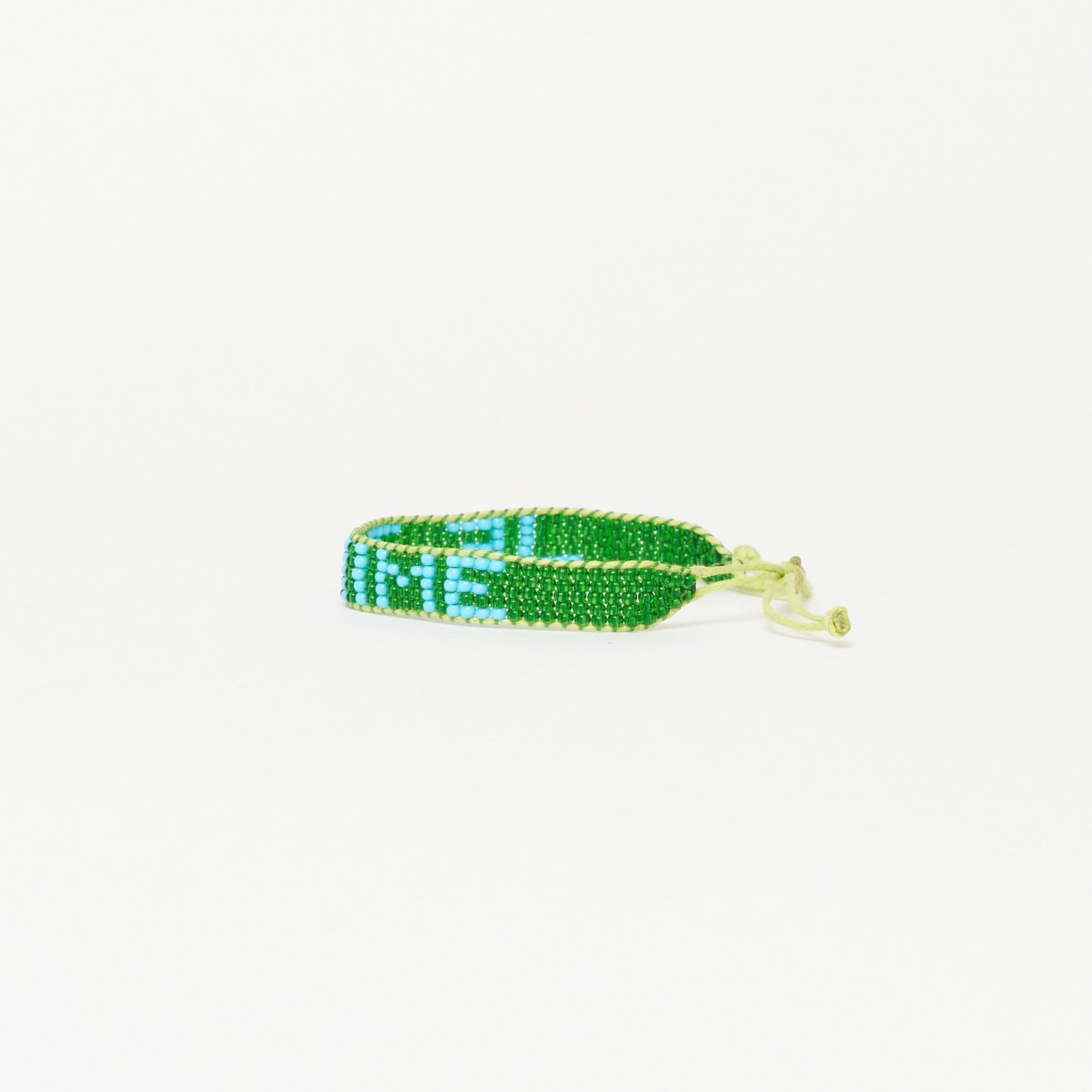 Woven JE T'AIME Bracelet - Green/Turquoise