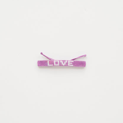 Woven LOVE Bracelet - Purple/White