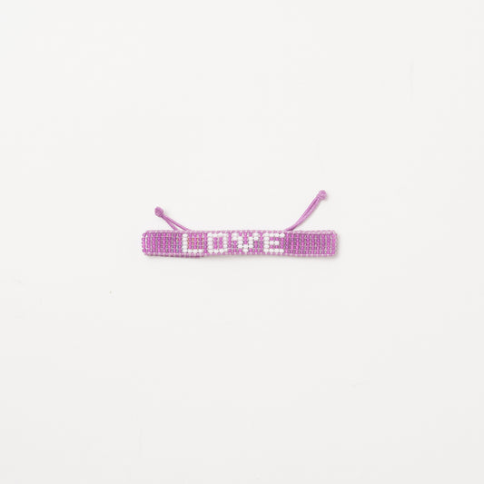Woven LOVE Bracelet - Purple/White