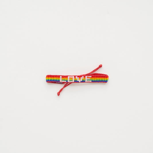 Woven LOVE Bracelet - Rainbow/White