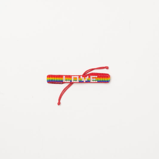 Woven LOVE Bracelet - Rainbow/White