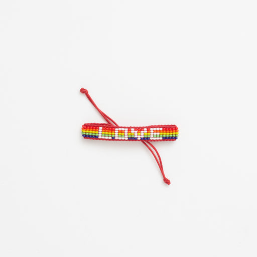 Kids Woven LOVE Bracelet - Rainbow/White