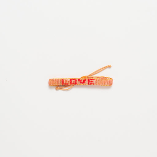 Woven LOVE Bracelet - Peach/Cherry