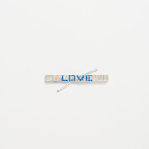 Woven LOVE Bracelet - Silver/Denim Blue