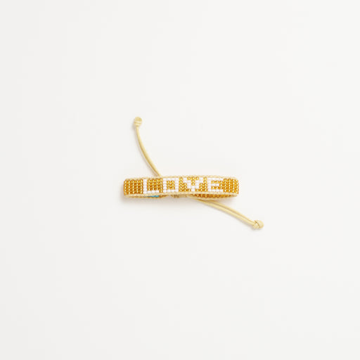 Kids Woven LOVE Bracelet - Gold/White