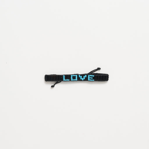 Woven LOVE Bracelet - Black/Aqua