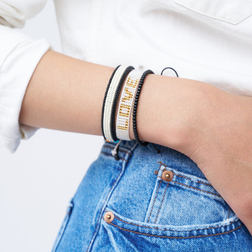 Woven LOVE Bracelet - Pearl/Gold lifestyle image