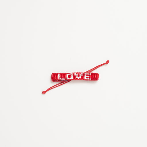 Kids Woven LOVE Bracelet - Red/White