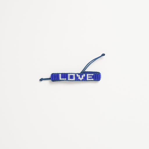 Kids Woven LOVE Bracelet - Blue/White