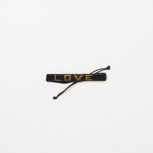 Woven LOVE Bracelet - Black/Gold