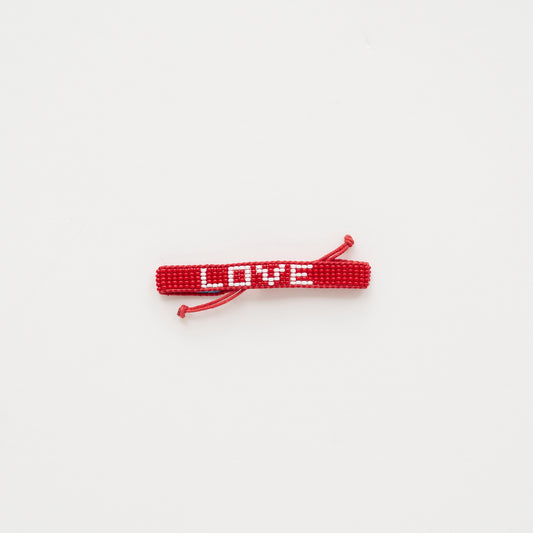 Woven LOVE Bracelet - Red/White
