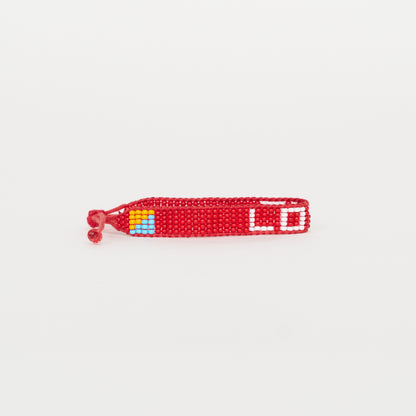 Woven LOVE Bracelet - Red/White