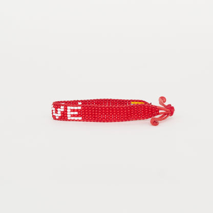 Woven LOVE Bracelet - Red/White