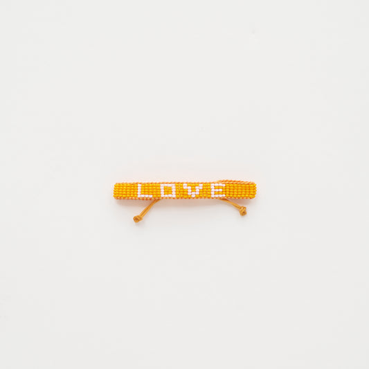 Woven LOVE Bracelet - Orange/White