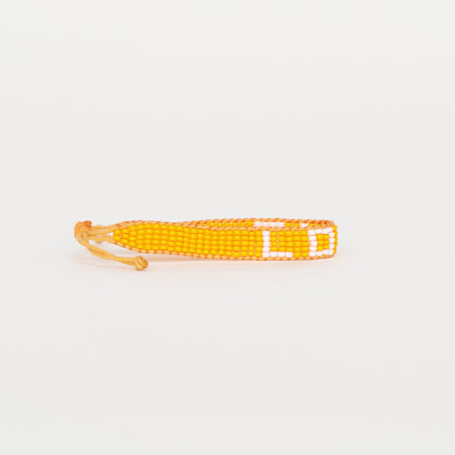 Woven LOVE Bracelet - Orange/White