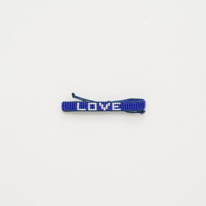 Woven LOVE Bracelet - Royal/White