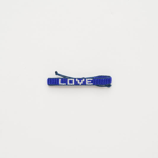 Woven LOVE Bracelet - Royal/White