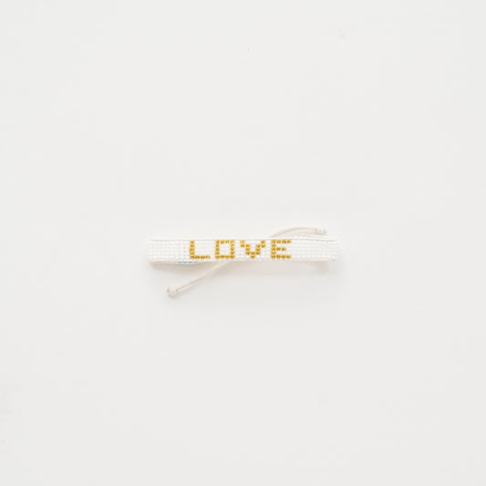 Woven LOVE Bracelet - White/Gold