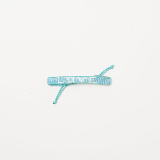 Woven LOVE Bracelet - Blue/White