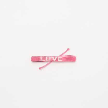 Woven LOVE Bracelet - Summer Pink/White