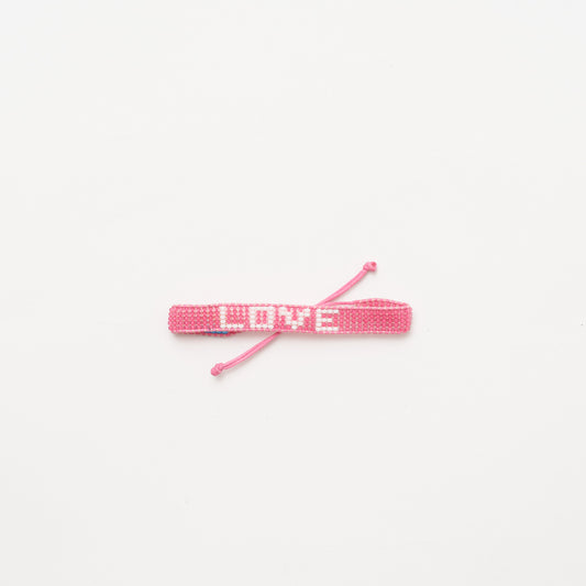 Woven LOVE Bracelet - Summer Pink/White