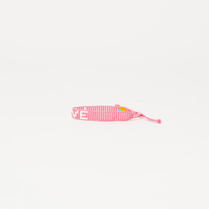 Woven LOVE Bracelet - Summer Pink/White
