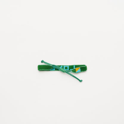Woven LOVE Bracelet - Green/Light Blue