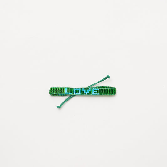 Woven LOVE Bracelet - Green/Light Blue