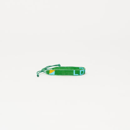 Woven LOVE Bracelet - Green/Light Blue