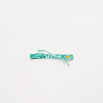 Woven LOVE Bracelet - Aqua/White