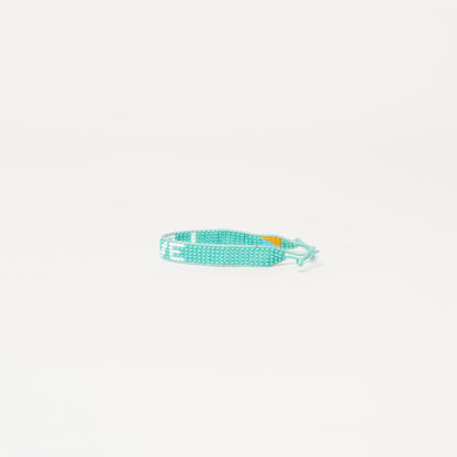 Woven LOVE Bracelet - Aqua/White