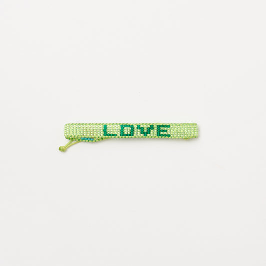 Woven LOVE Bracelet - Lime/Forrest Green