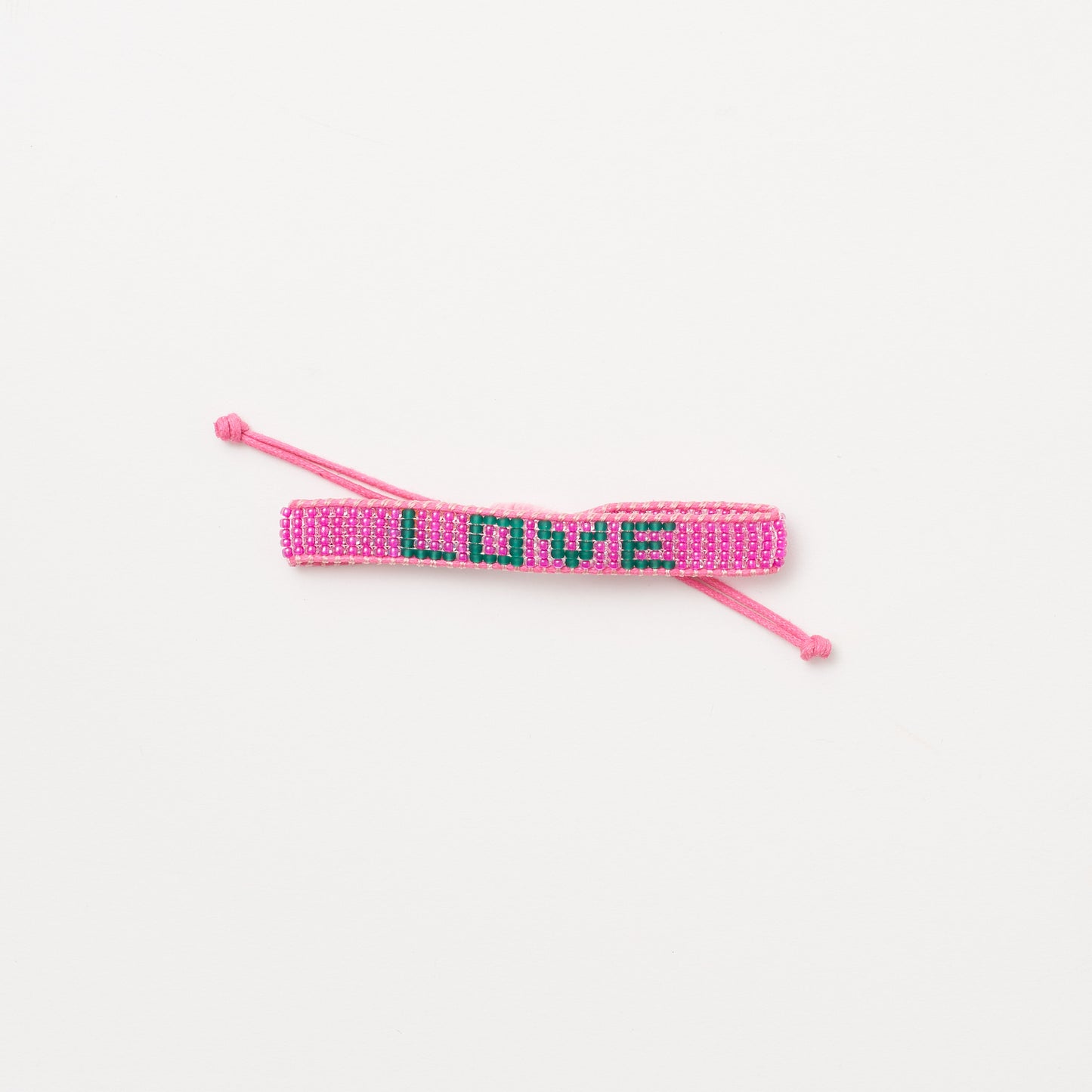 Woven LOVE Bracelet - Pucker Pink/Forrest Green