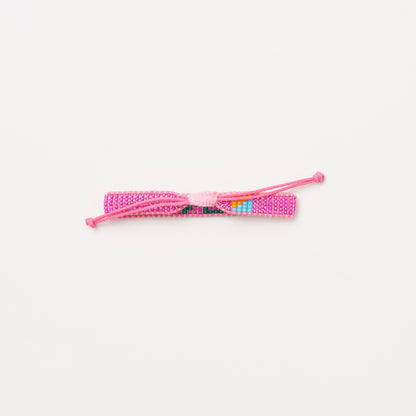 Woven LOVE Bracelet - Pucker Pink/Forrest Green