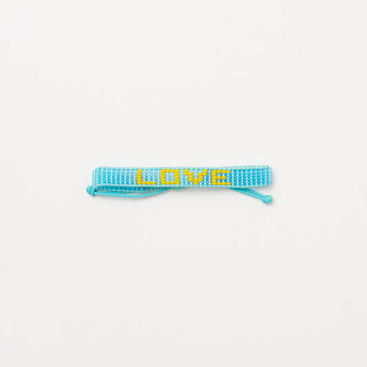 Woven LOVE Bracelet - Seaglass Blue/Yellow