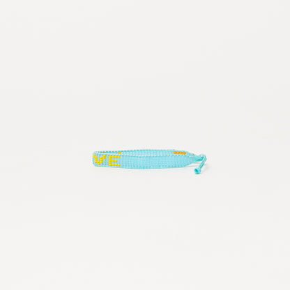 Woven LOVE Bracelet - Seaglass Blue/Yellow