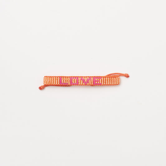 Woven LOVE Bracelet - Orange Sorbet/Pucker Pink