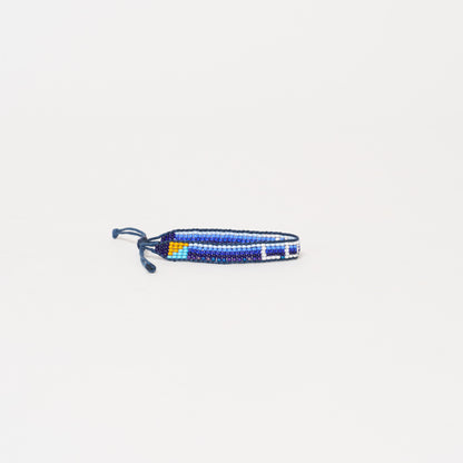 Woven LOVE Bracelet - Blue Multi Stripe