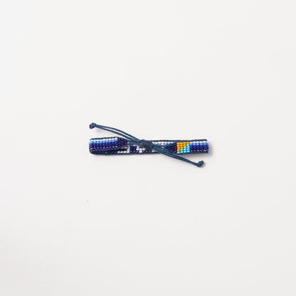 Woven LOVE Bracelet - Blue Multi Stripe