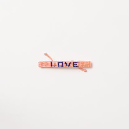 Woven LOVE Bracelet - Coral/Ink
