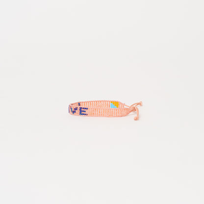 Woven LOVE Bracelet - Coral/Ink