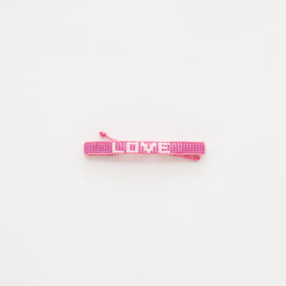 Woven LOVE Bracelet – Fuchsia/White