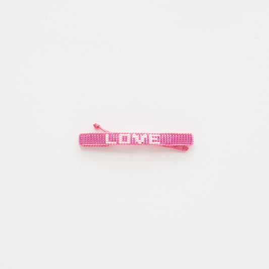 Woven LOVE Bracelet – Fuchsia/White