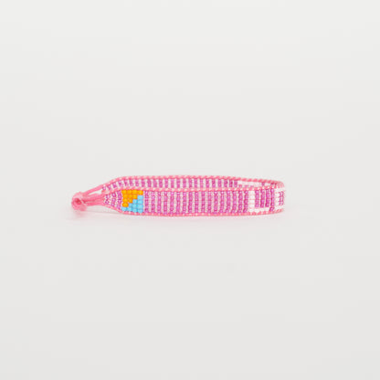 Woven LOVE Bracelet – Fuchsia/White