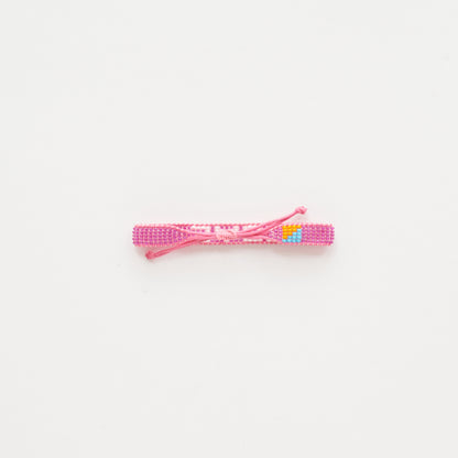 Woven LOVE Bracelet – Fuchsia/White