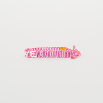 Woven LOVE Bracelet – Fuchsia/White
