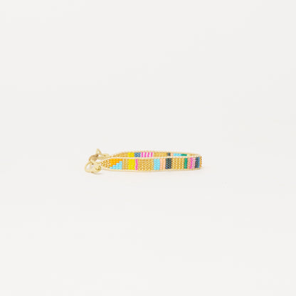 Woven Stripe Bracelet - Gold Multi
