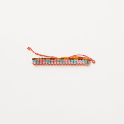 Woven Pattern Bracelet - Coral Multi