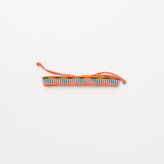 Woven Pattern Bracelet - Coral Multi
